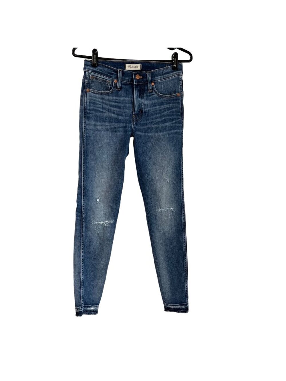 Madewell 9 Inch High Rise Distressed Raw Hem Skinny Jean Size 26